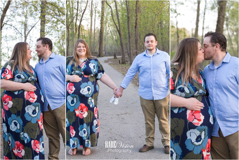 Images of the couple holding baby booties
