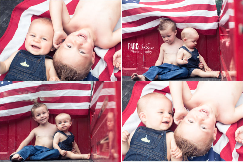 Images of children with American flag
