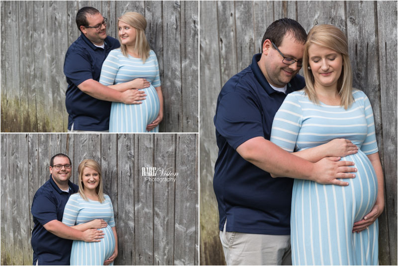 Images of couple in front of barn