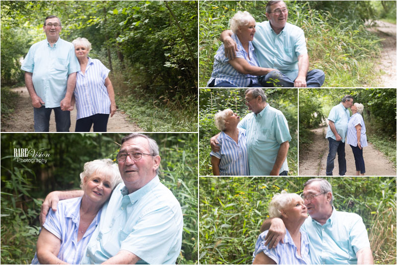 Images of couple laughing, walking, kissing