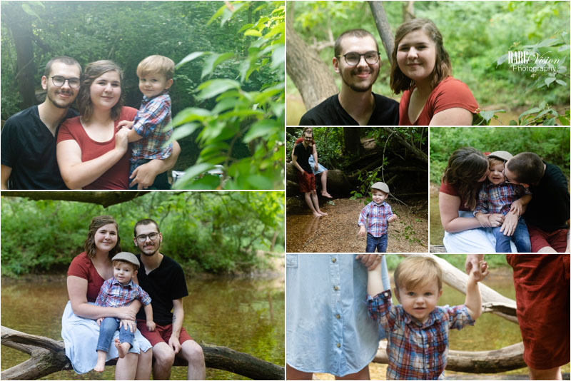 Images of family at the creek