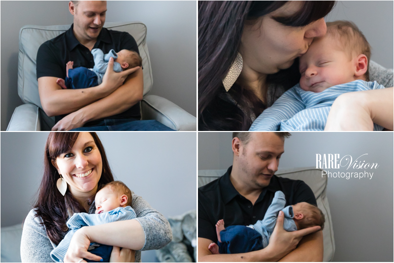 Images of mom and dad with newborn separately