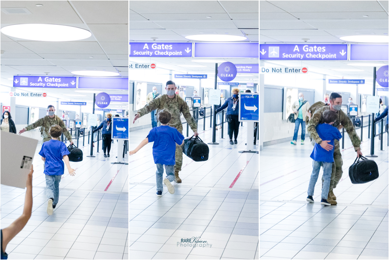 Image of oldest son running to embrace his dad