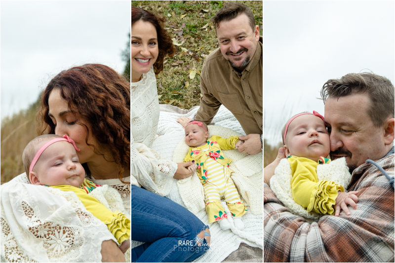 Photos of the parents with their baby girl