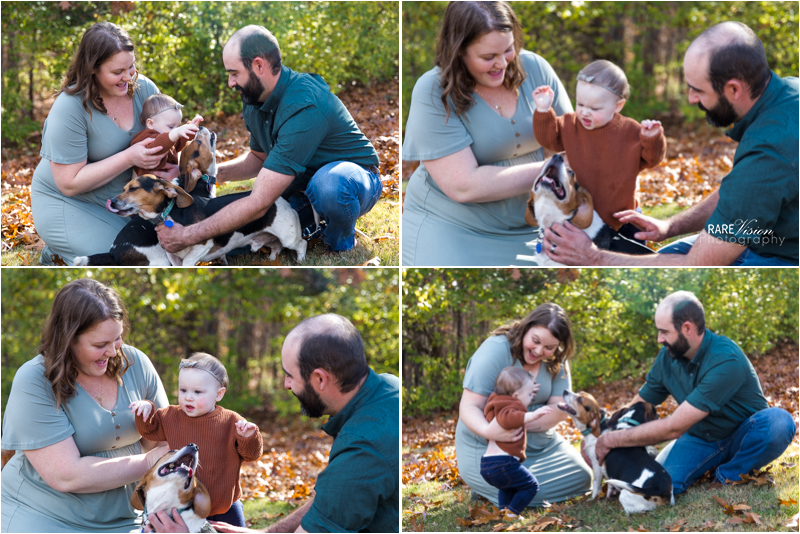 Images of the family with the puppies