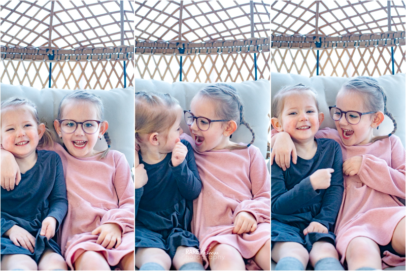 Images of sisters smiling and interacting with each other