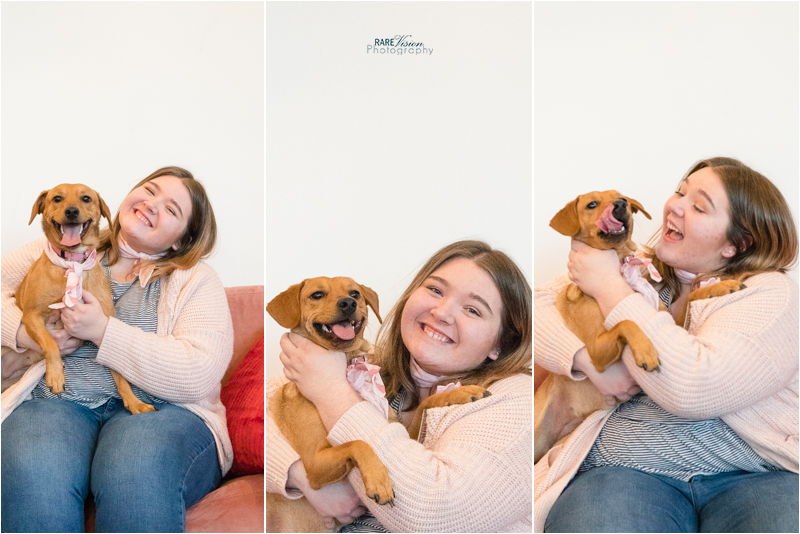 Images of young woman with her dog