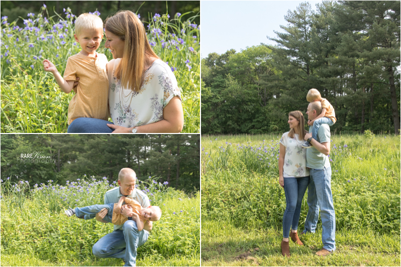 Images of family with field of flowers