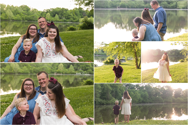 Images of family by lake at Bee Tree Park