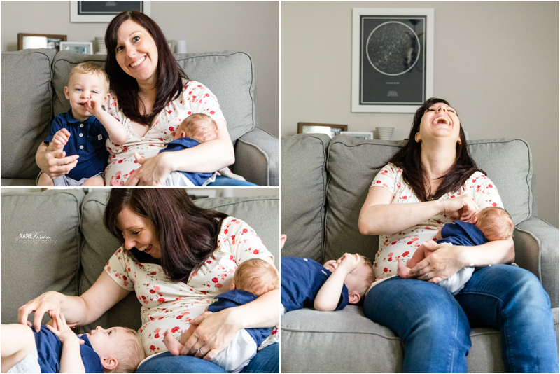 Images of mom with newborn and toddler