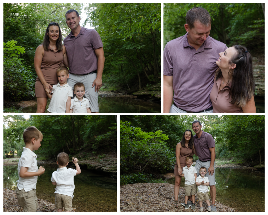 Images of the family creekside