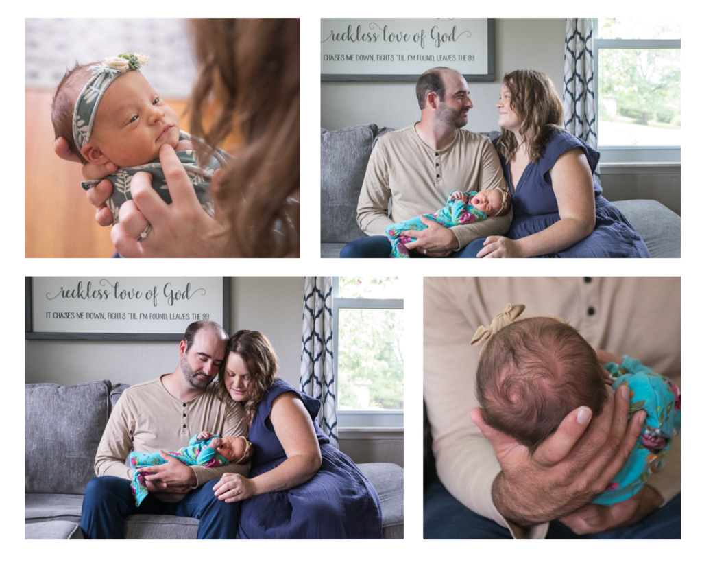 Images of mom and dad with newborn