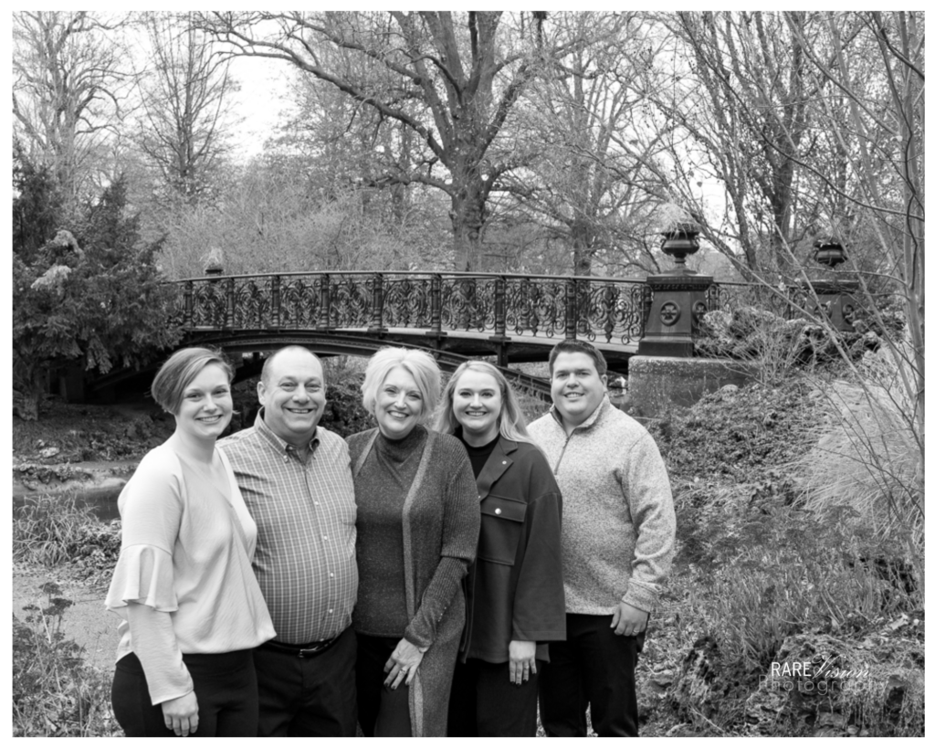 Image of family in front of bridge at Lafayette Park.