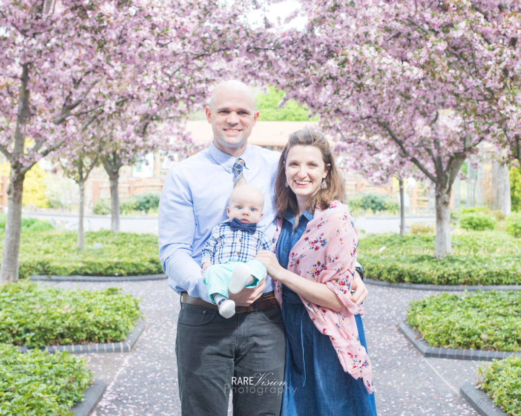 Images of little family in spring