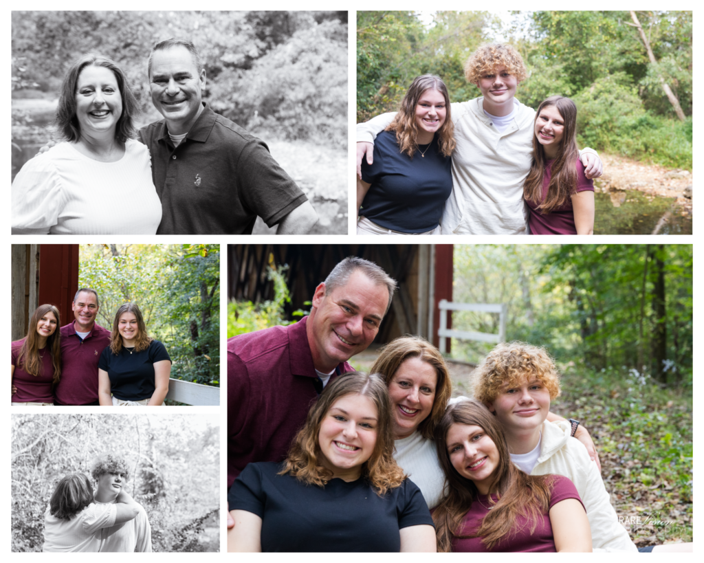 Images of the Stockton family at Sandy Creek Covered Bridge