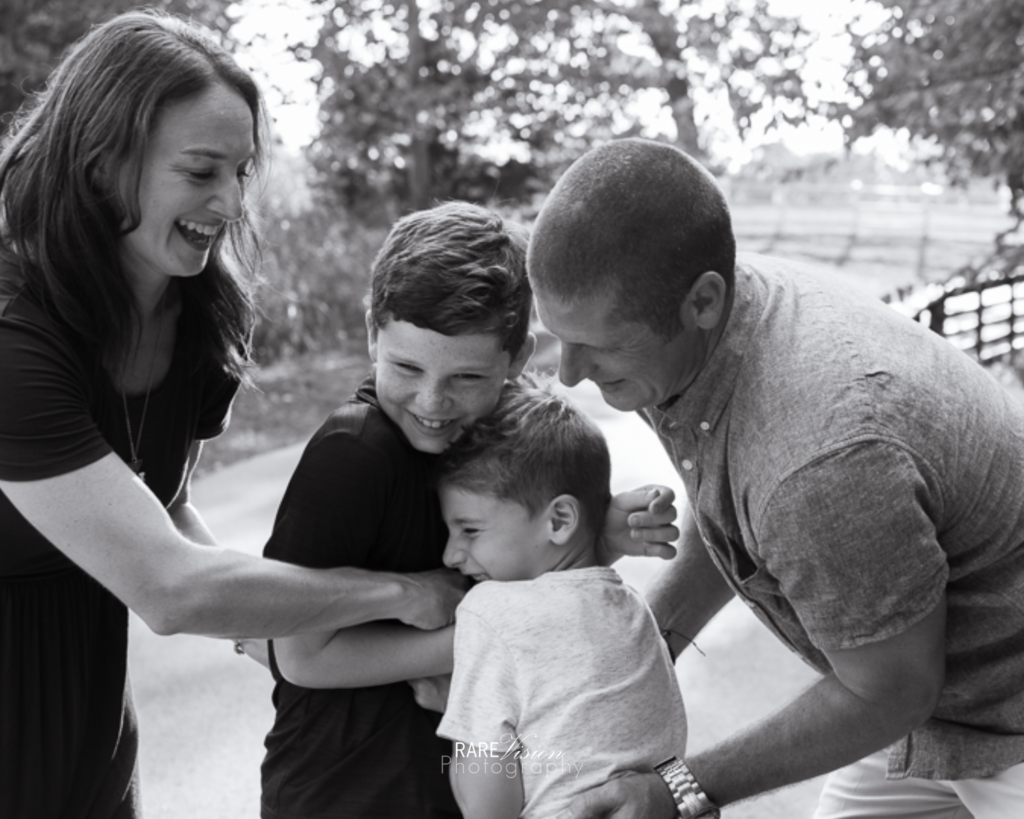 Image of the family tickle fight