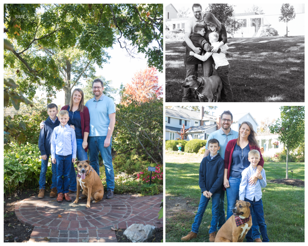 Images of the family around the Longview Farm House