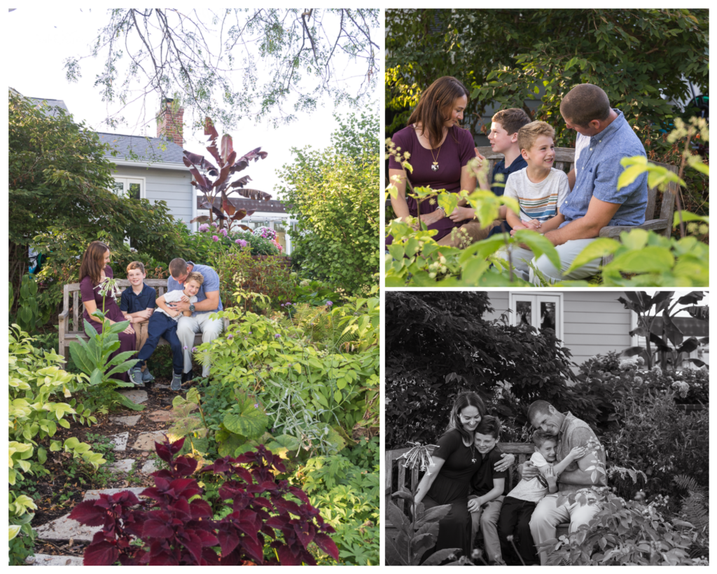 Candid moments of the family in the garden