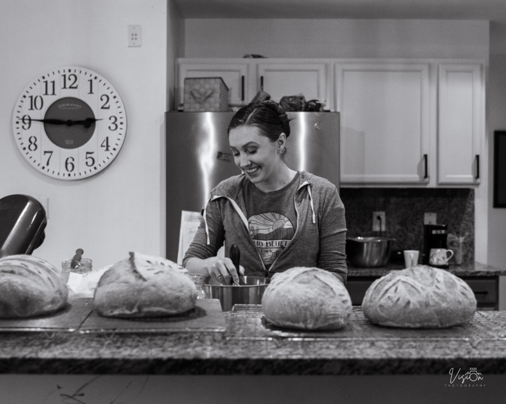 Image of Laura preparing to bake at the Huskey House