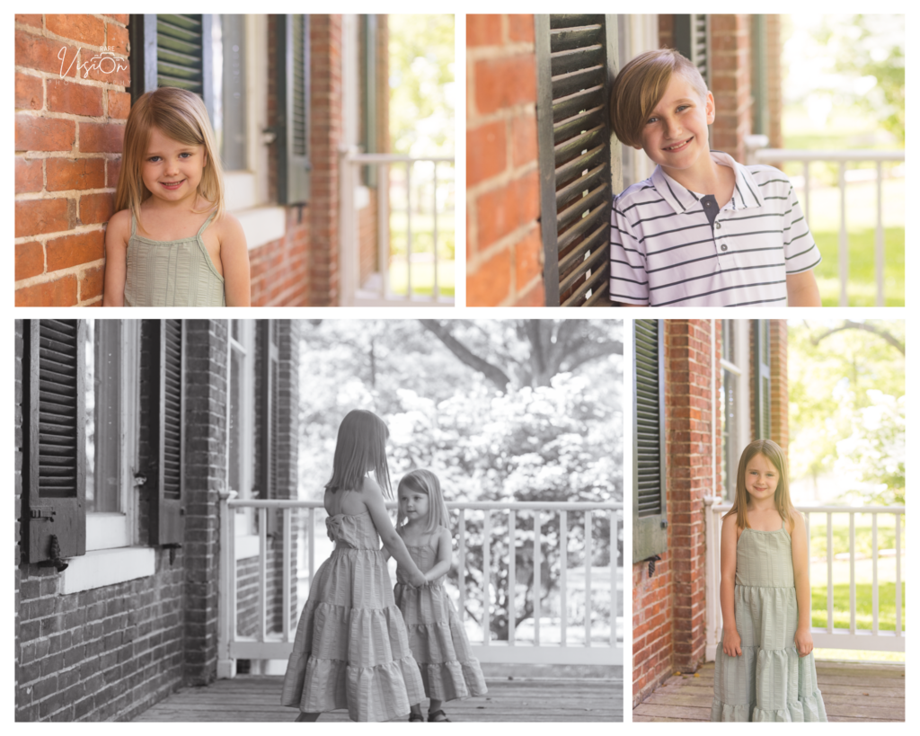 Moments of the kids on the porch of the Jarville House