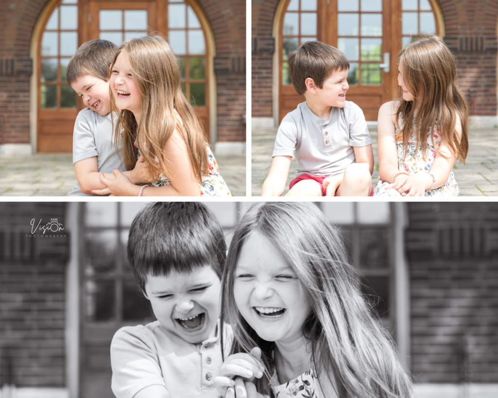 Images of sibling having fun