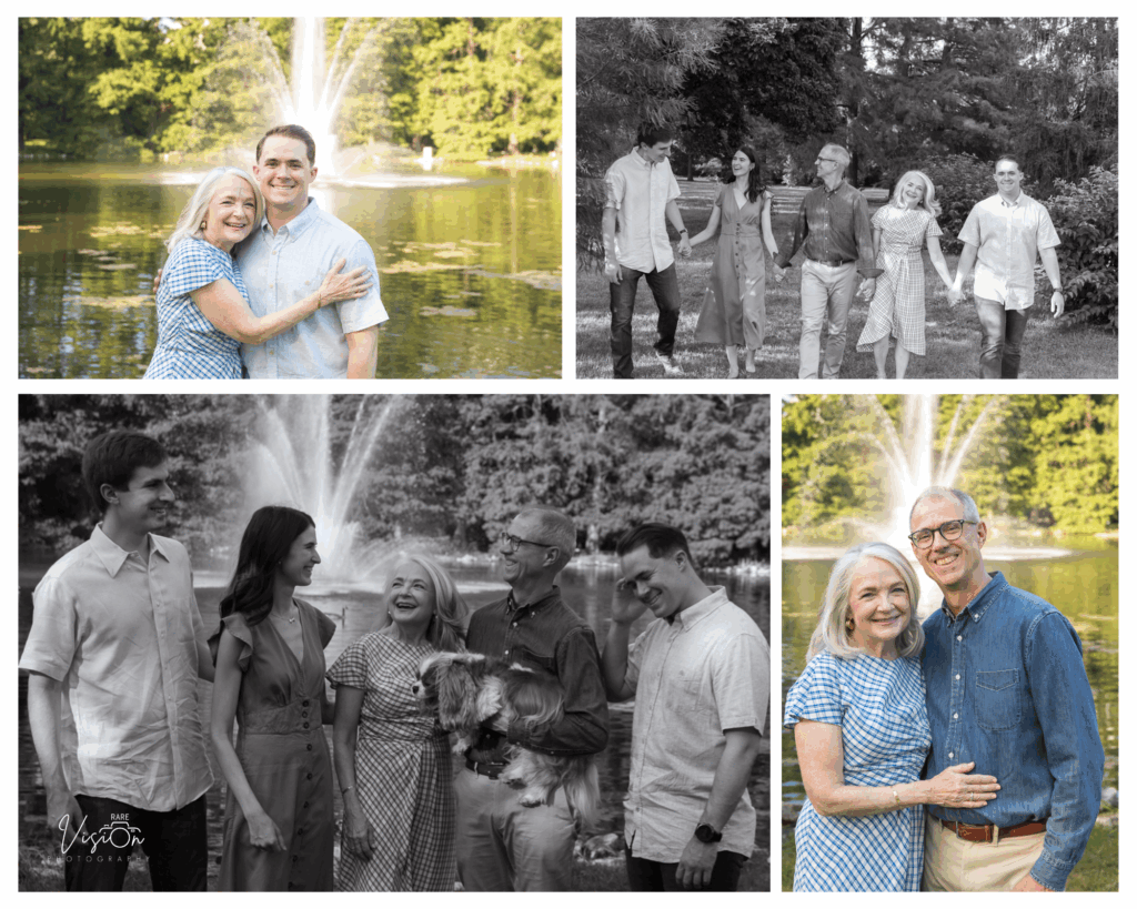 Images of family around Round Lake in Forest Park