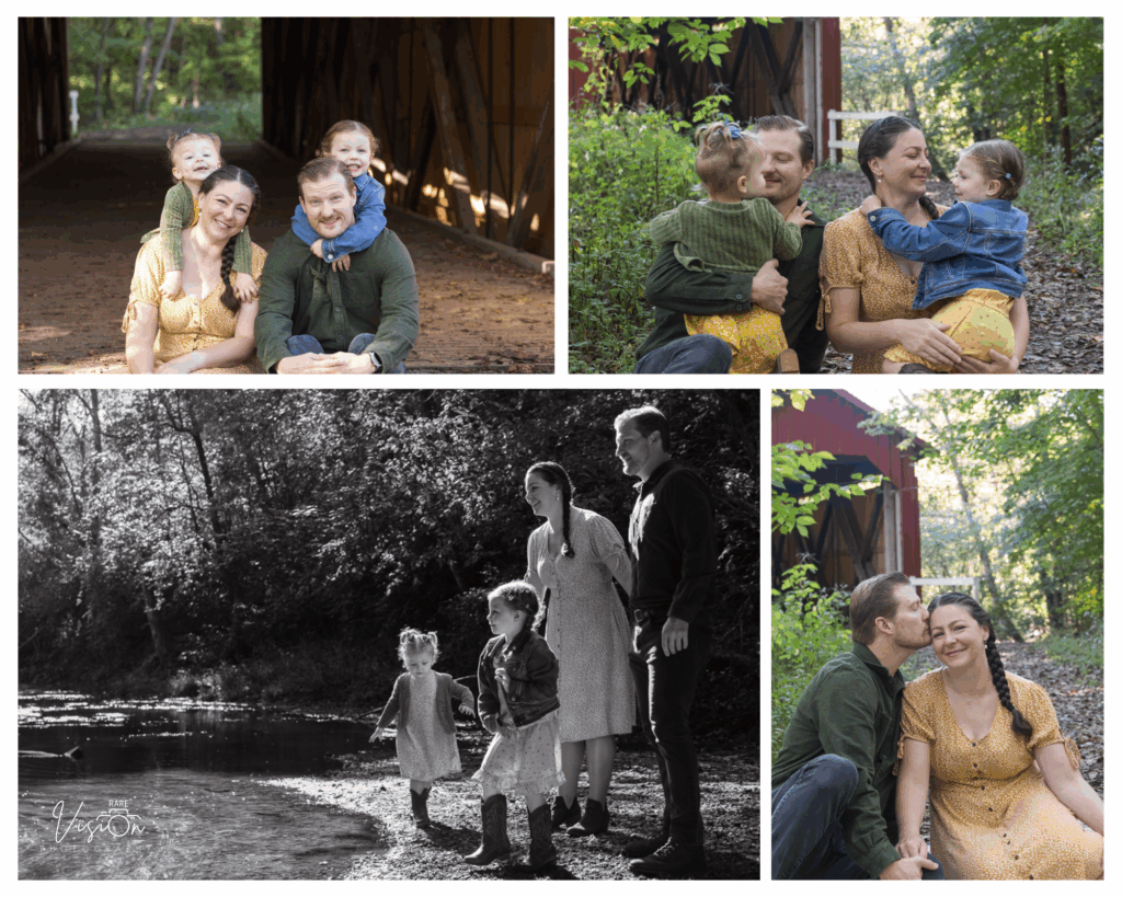 Images of young family with two daughters
