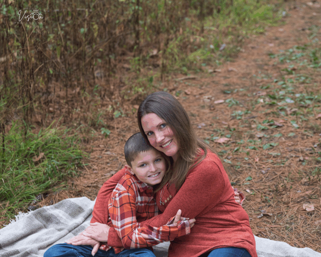 Image of mom and son hugging