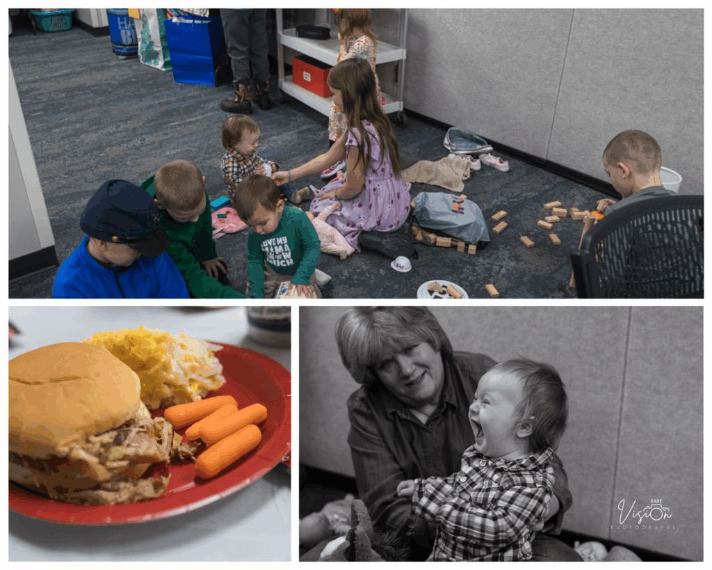 Images of playtime and food