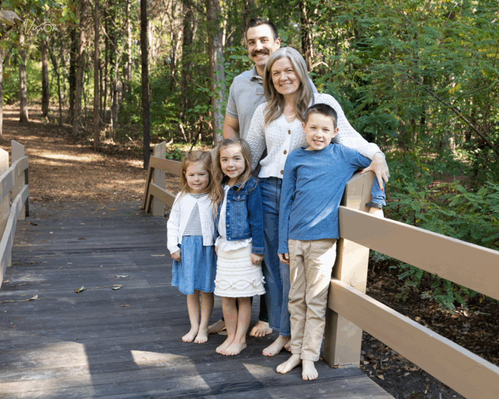 Image of family bare footed
