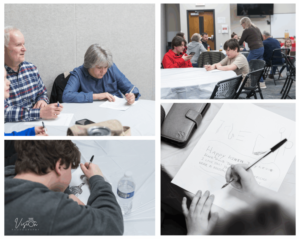 Images of attendees writing letters