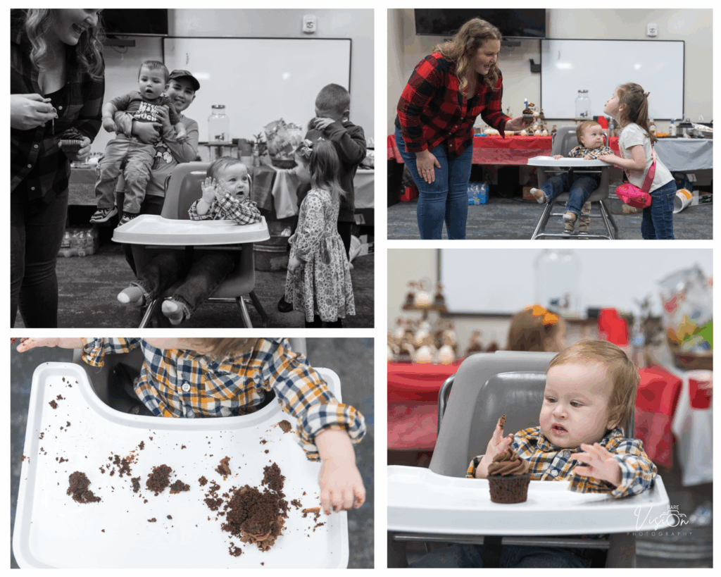 Images of birthday singing and cake smash