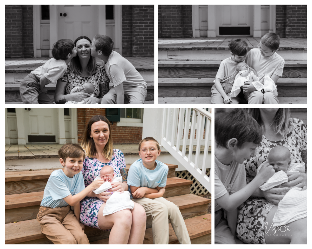 Various candid moments on porch