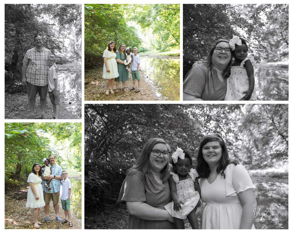 Images of the family creekside